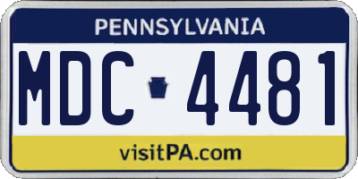 PA license plate MDC4481