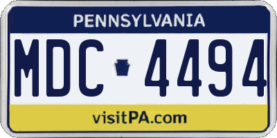 PA license plate MDC4494