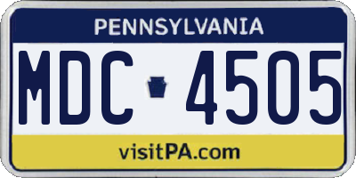 PA license plate MDC4505