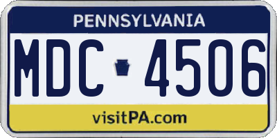 PA license plate MDC4506