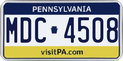 PA license plate MDC4508