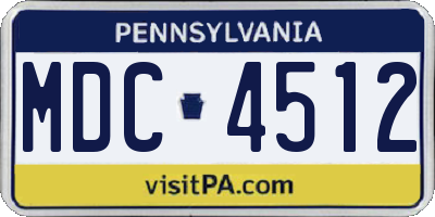 PA license plate MDC4512