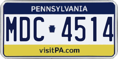 PA license plate MDC4514