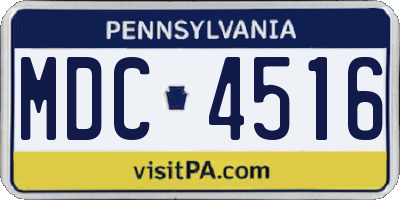PA license plate MDC4516