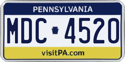 PA license plate MDC4520