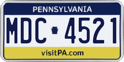 PA license plate MDC4521