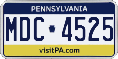 PA license plate MDC4525