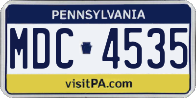 PA license plate MDC4535