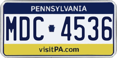 PA license plate MDC4536