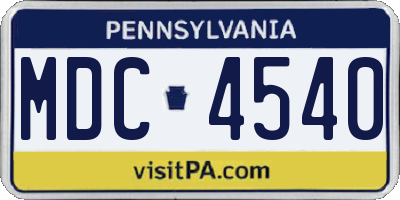 PA license plate MDC4540