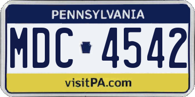 PA license plate MDC4542