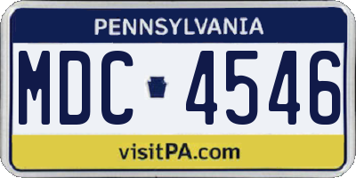 PA license plate MDC4546