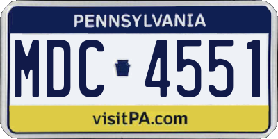 PA license plate MDC4551
