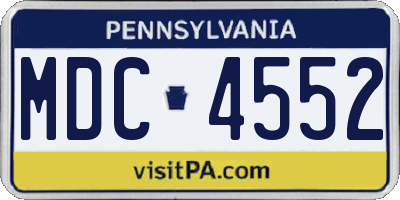 PA license plate MDC4552