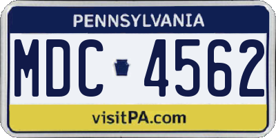 PA license plate MDC4562
