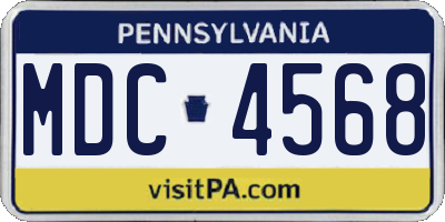 PA license plate MDC4568