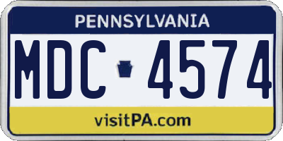 PA license plate MDC4574