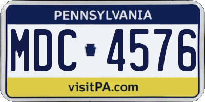 PA license plate MDC4576