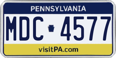 PA license plate MDC4577