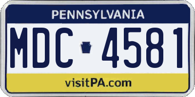 PA license plate MDC4581