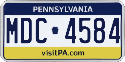 PA license plate MDC4584