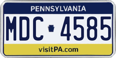 PA license plate MDC4585