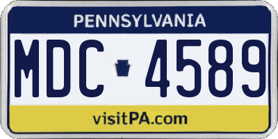 PA license plate MDC4589