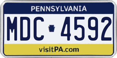 PA license plate MDC4592
