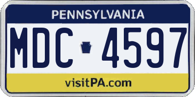 PA license plate MDC4597