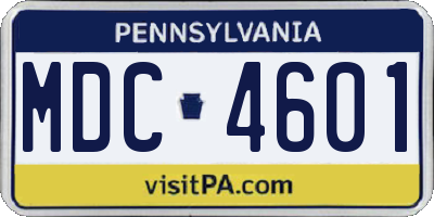 PA license plate MDC4601
