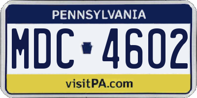 PA license plate MDC4602