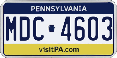 PA license plate MDC4603
