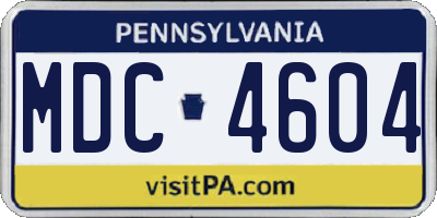 PA license plate MDC4604