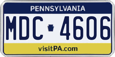 PA license plate MDC4606
