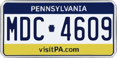 PA license plate MDC4609
