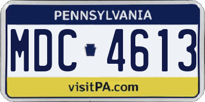 PA license plate MDC4613