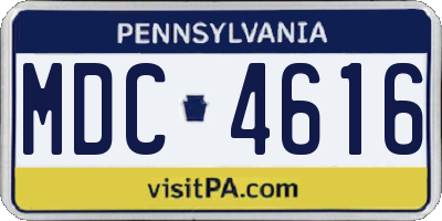 PA license plate MDC4616