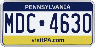 PA license plate MDC4630