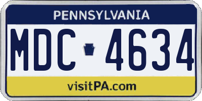 PA license plate MDC4634