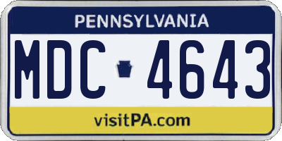 PA license plate MDC4643