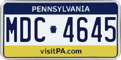 PA license plate MDC4645