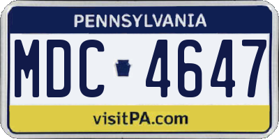 PA license plate MDC4647