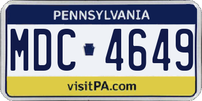 PA license plate MDC4649