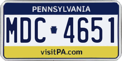 PA license plate MDC4651