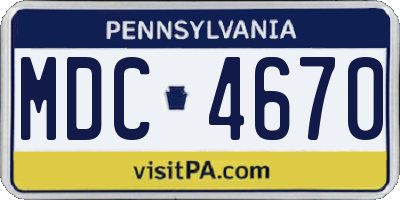 PA license plate MDC4670