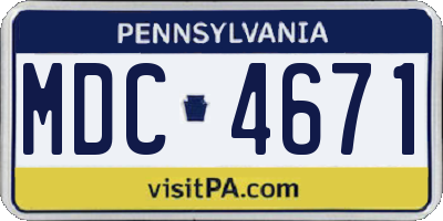 PA license plate MDC4671