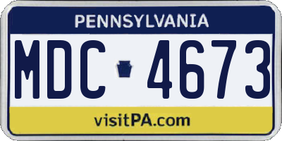 PA license plate MDC4673