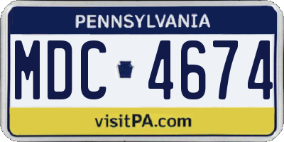 PA license plate MDC4674