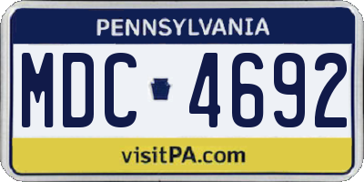 PA license plate MDC4692