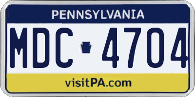PA license plate MDC4704